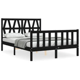 Bed Frame without Mattress Black 135x190 cm Solid Wood Pine