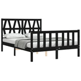 Bed Frame without Mattress Black 135x190 cm Solid Wood Pine