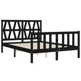 Bed Frame without Mattress Black 135x190 cm Solid Wood Pine - 45-Degree Angle
