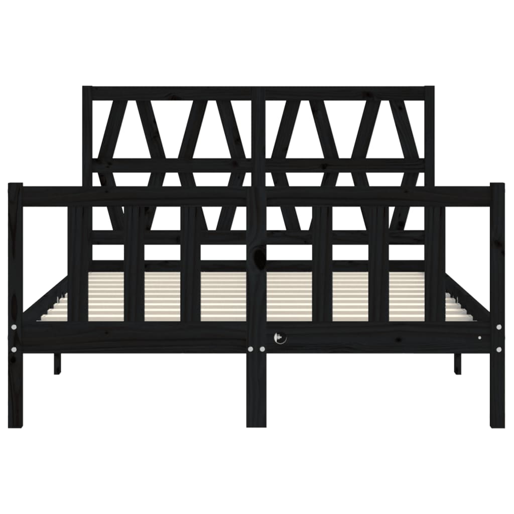 Bed Frame without Mattress Black 135x190 cm Solid Wood Pine