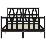 Bed Frame without Mattress Black 135x190 cm Solid Wood Pine