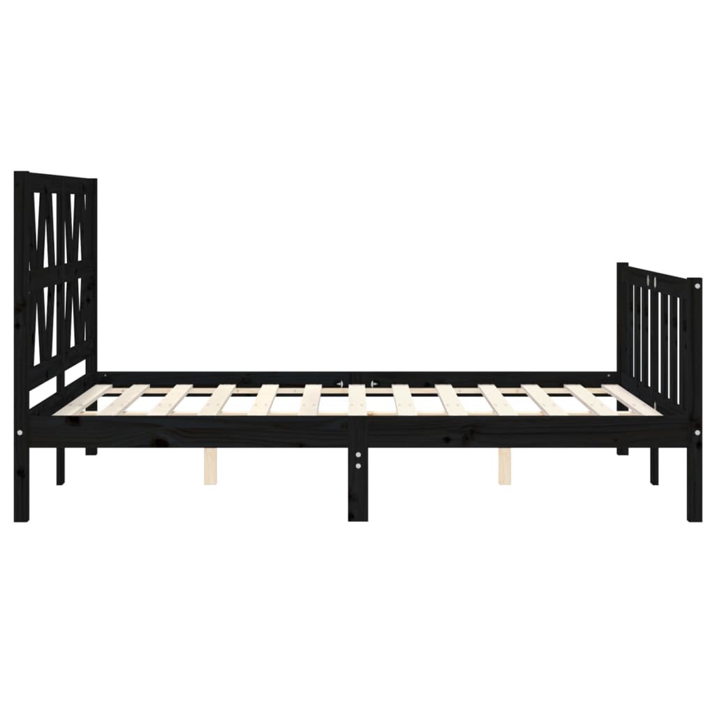 Bed Frame without Mattress Black 135x190 cm Solid Wood Pine