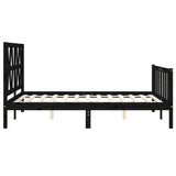 Bed Frame without Mattress Black 135x190 cm Solid Wood Pine - Close-Up Angle
