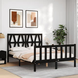 Bed Frame without Mattress Black 135x190 cm Solid Wood Pine