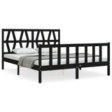 Bed Frame without Mattress Black 150x200 cm Solid Wood Pine