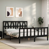 Bed Frame without Mattress Black 150x200 cm Solid Wood Pine