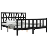 Bed Frame without Mattress Black 150x200 cm Solid Wood Pine