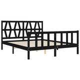 Bed Frame without Mattress Black 150x200 cm Solid Wood Pine - 45-Degree Angle