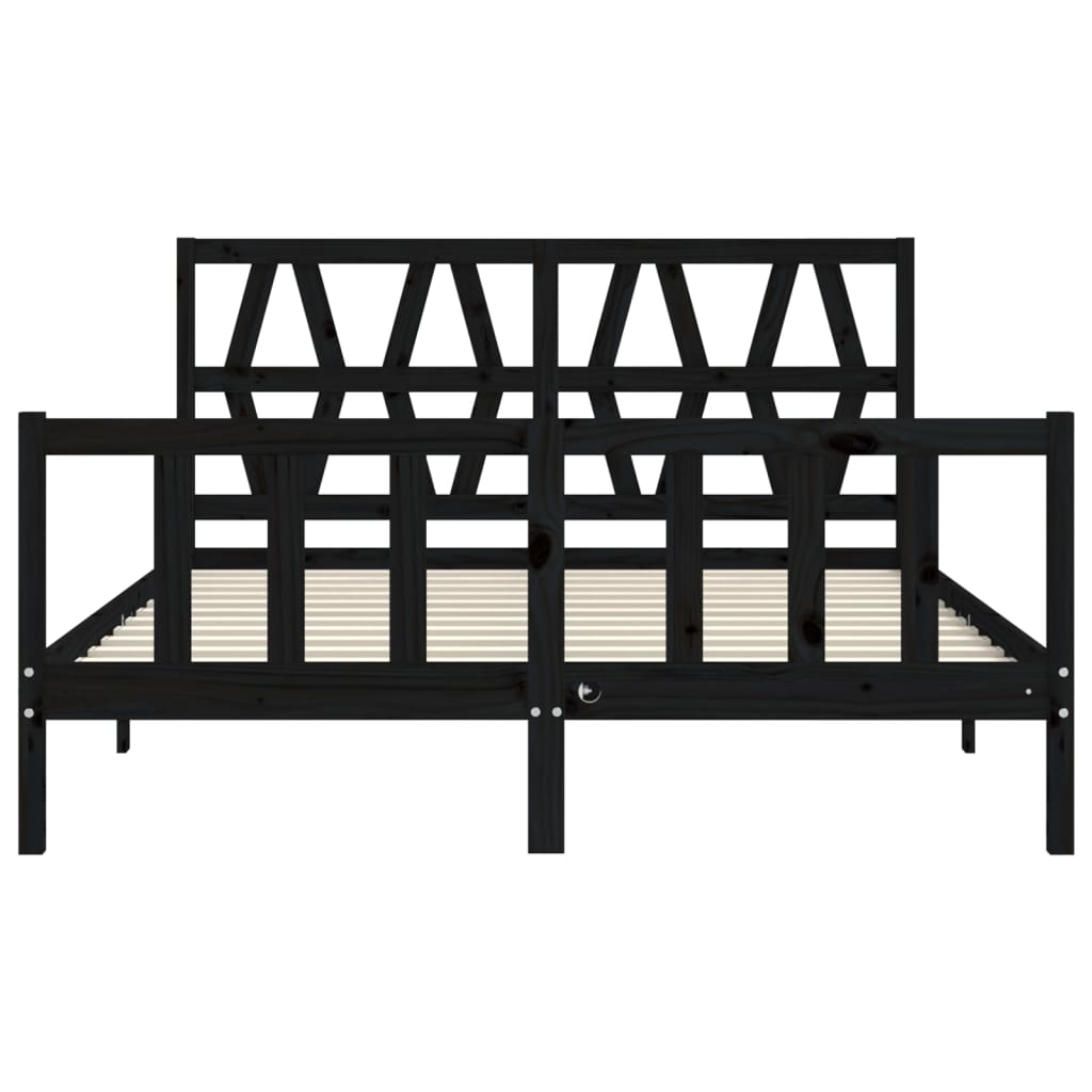 Bed Frame without Mattress Black 150x200 cm Solid Wood Pine