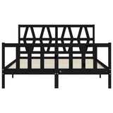 Bed Frame without Mattress Black 150x200 cm Solid Wood Pine - Rear View