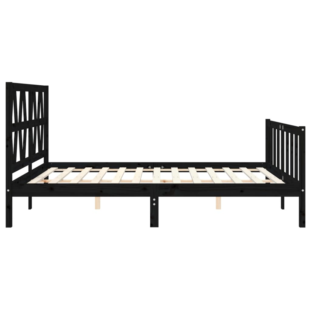 Bed Frame without Mattress Black 150x200 cm Solid Wood Pine