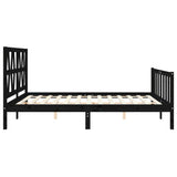 Bed Frame without Mattress Black 150x200 cm Solid Wood Pine - Close-Up Angle