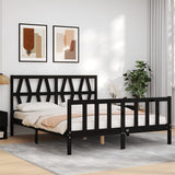 Bed Frame without Mattress Black 150x200 cm Solid Wood Pine