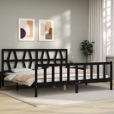 Bed Frame without Mattress Black 183x203 cm King Solid Wood Pine - Top-Down View