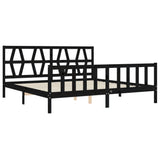 Bed Frame without Mattress Black 183x203 cm King Solid Wood Pine - 45-Degree Angle