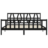 Bed Frame without Mattress Black 183x203 cm King Solid Wood Pine - Rear View