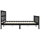 Bed Frame without Mattress Black 183x203 cm King Solid Wood Pine - Close-Up Angle