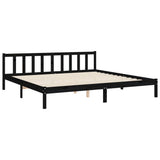 Bed Frame without Mattress Black 183x203 cm King Solid Wood Pine - Low Angle