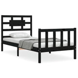 Bed Frame without Mattress Black 90x190 cm Solid Wood Pine - Front View