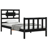 Bed Frame without Mattress Black 90x190 cm Solid Wood Pine - Side View