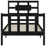 Bed Frame without Mattress Black 90x190 cm Solid Wood Pine