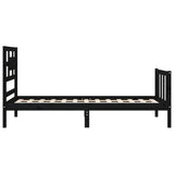 Bed Frame without Mattress Black 90x190 cm Solid Wood Pine - Close-Up Angle