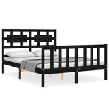 Bed Frame without Mattress Black 135x190 cm Solid Wood Pine - Front View