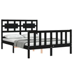Bed Frame without Mattress Black 135x190 cm Solid Wood Pine