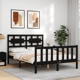 Bed Frame without Mattress Black 135x190 cm Solid Wood Pine