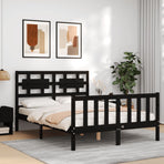Bed Frame without Mattress Black 135x190 cm Solid Wood Pine