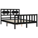 Bed Frame without Mattress Black 135x190 cm Solid Wood Pine