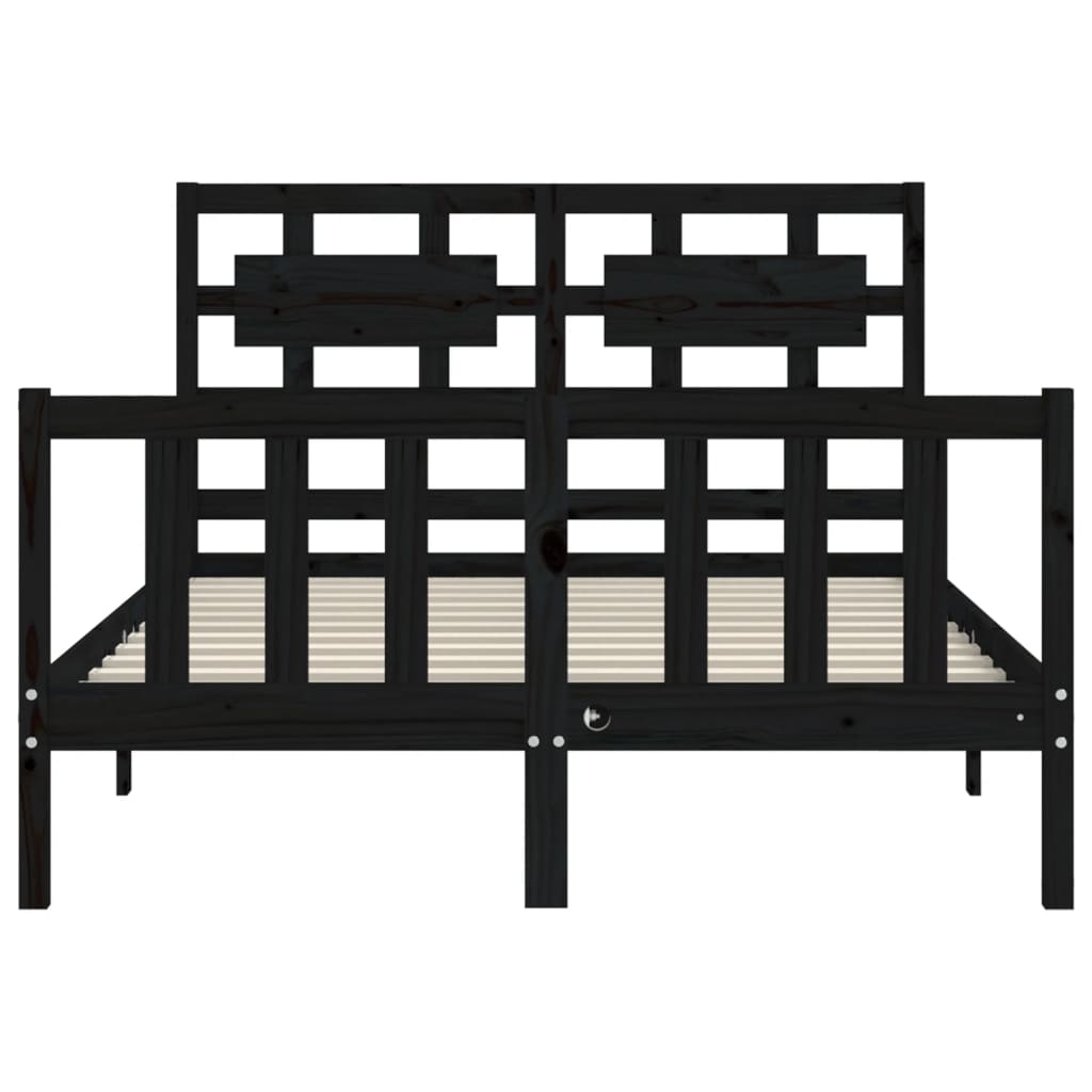 Bed Frame without Mattress Black 135x190 cm Solid Wood Pine