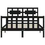 Bed Frame without Mattress Black 135x190 cm Solid Wood Pine