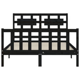 Bed Frame without Mattress Black 135x190 cm Solid Wood Pine - Rear View