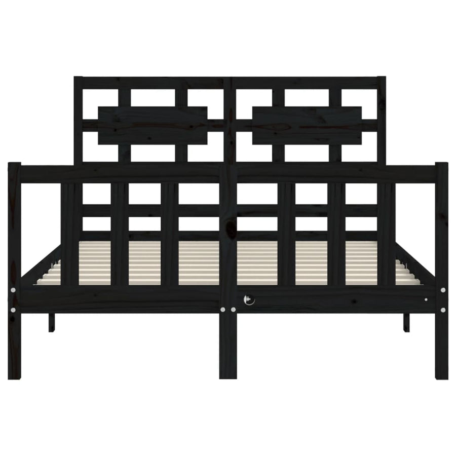 Bed Frame without Mattress Black 135x190 cm Solid Wood Pine