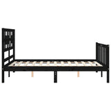 Bed Frame without Mattress Black 135x190 cm Solid Wood Pine