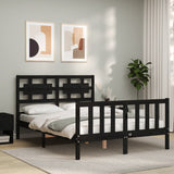 Bed Frame without Mattress Black 135x190 cm Solid Wood Pine