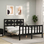 Bed Frame without Mattress Black 135x190 cm Solid Wood Pine