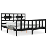 Bed Frame without Mattress Black 150x200 cm Solid Wood Pine