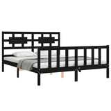 Bed Frame without Mattress Black 150x200 cm Solid Wood Pine - Side View