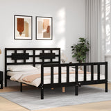 Bed Frame without Mattress Black 150x200 cm Solid Wood Pine
