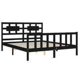 Bed Frame without Mattress Black 150x200 cm Solid Wood Pine