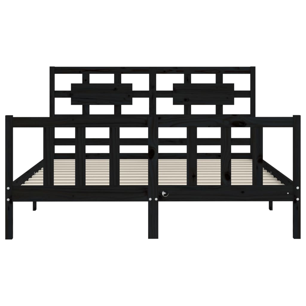 Bed Frame without Mattress Black 150x200 cm Solid Wood Pine