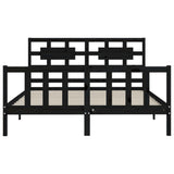 Bed Frame without Mattress Black 150x200 cm Solid Wood Pine - Rear View