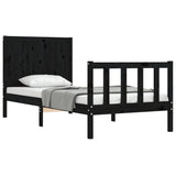 Bed Frame without Mattress Black 90x190 cm Solid Wood Pine