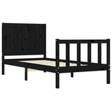Bed Frame without Mattress Black 90x190 cm Solid Wood Pine