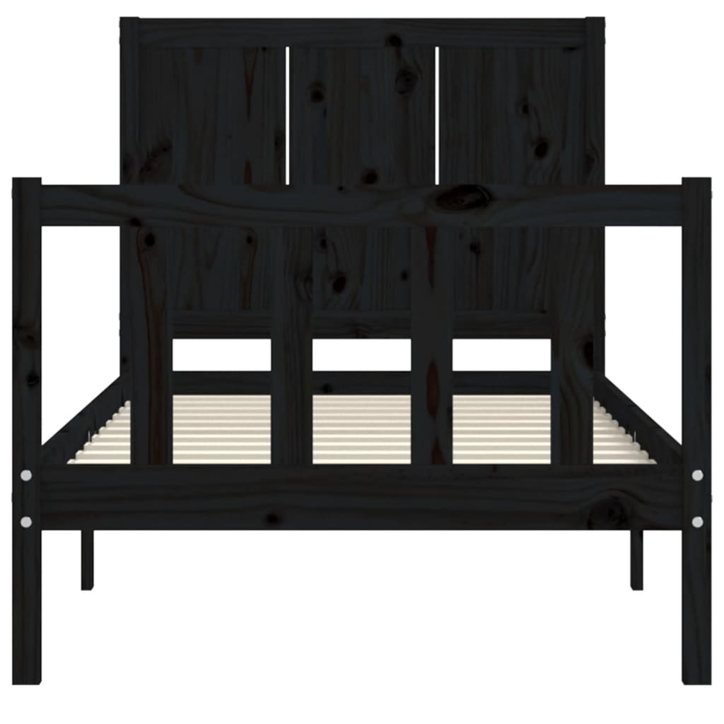 Bed Frame without Mattress Black 90x190 cm Solid Wood Pine