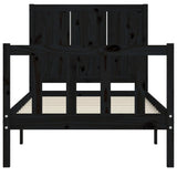 Bed Frame without Mattress Black 90x190 cm Solid Wood Pine