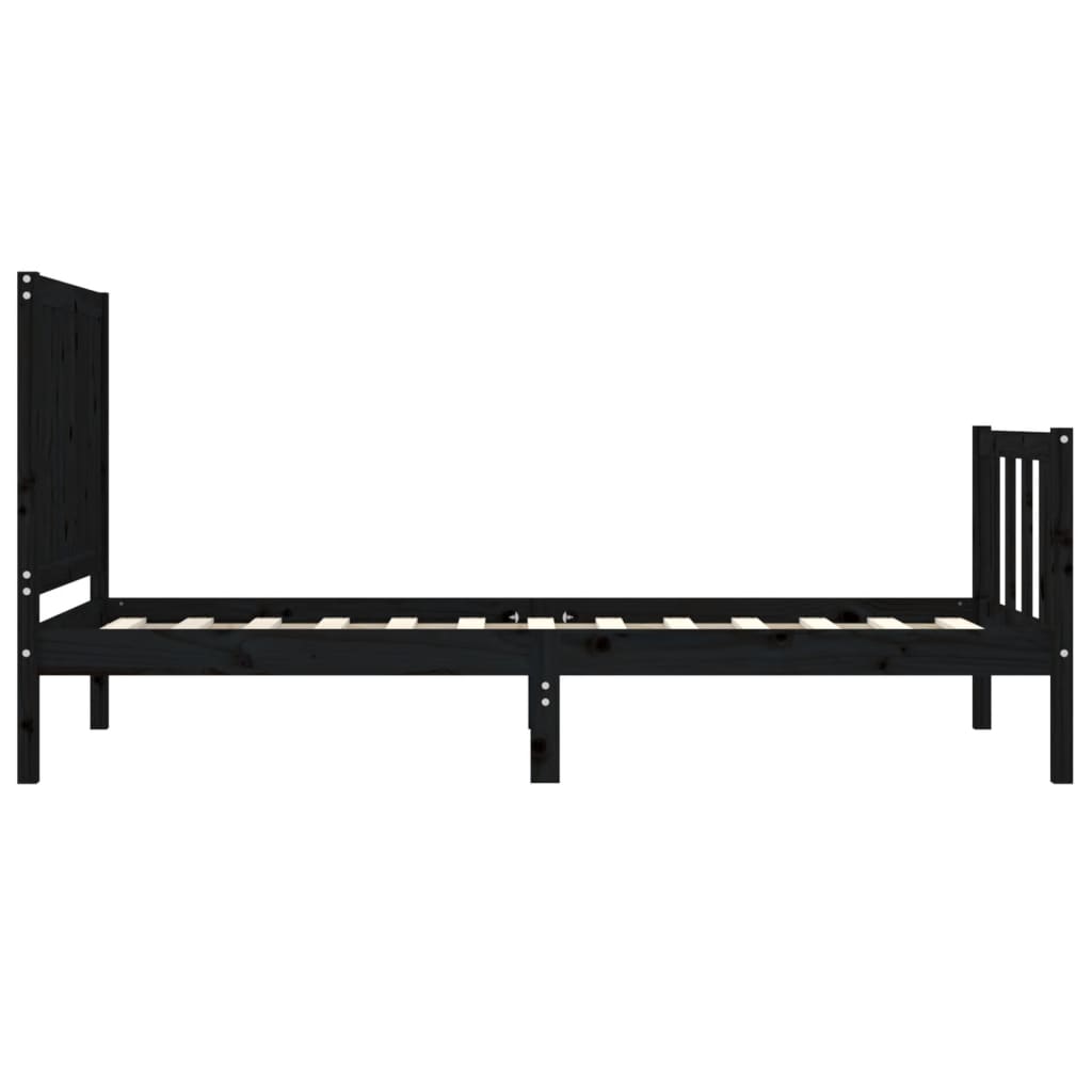 Bed Frame without Mattress Black 90x190 cm Solid Wood Pine