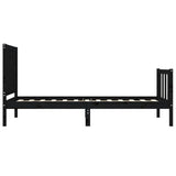 Bed Frame without Mattress Black 90x190 cm Solid Wood Pine - Close-Up Angle